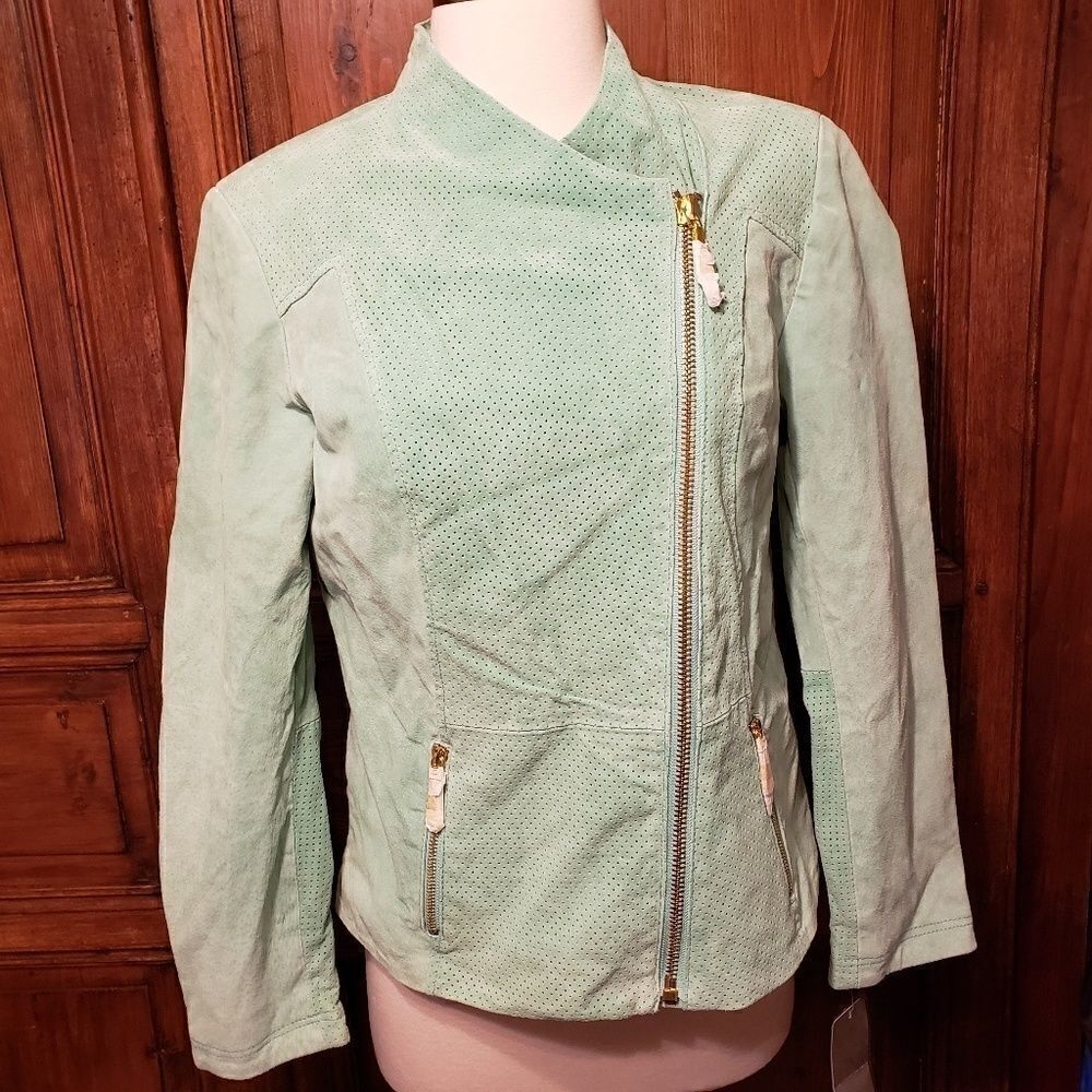 Queen Collection Suede Perforated Moto Jacket S